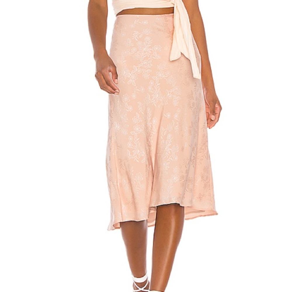 LPA Peach Floral Midi Skirt
